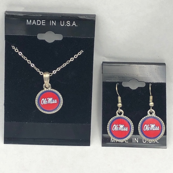 Ole Miss Necklace and Earring Set - Picture 1 of 2